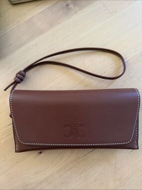Celine Brown Leather Wristlet Sunglasses Case